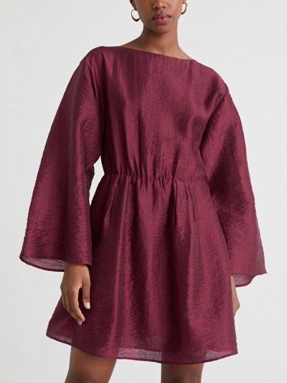 & Other Stories Maroon Flow Sleeve Dress